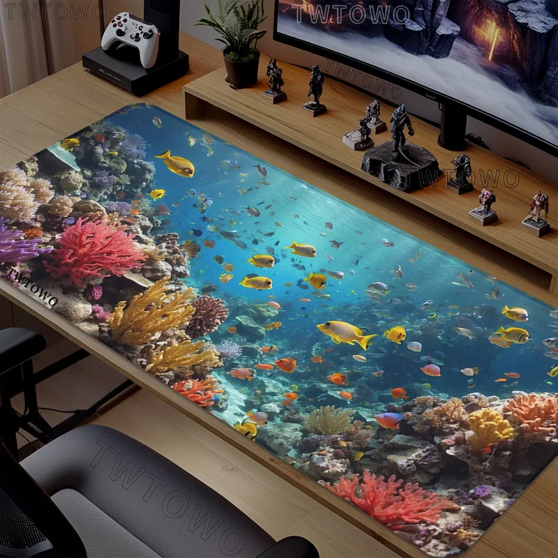 Unterwasserwelt Mauspad Gamer XL Computer Home Großes Mauspad XXL Mauspad Spielmatte Teppich Naturkautschuk Computer Mauspads