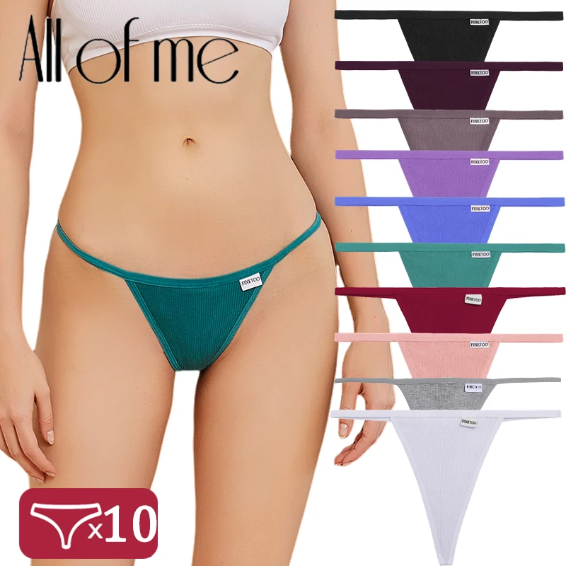 10PCS/Set T-Back Lingerie for Female Cotton Panties Sexy G-String Women\'s Underwear Solid Color Underpants Briefs Thong Intimate