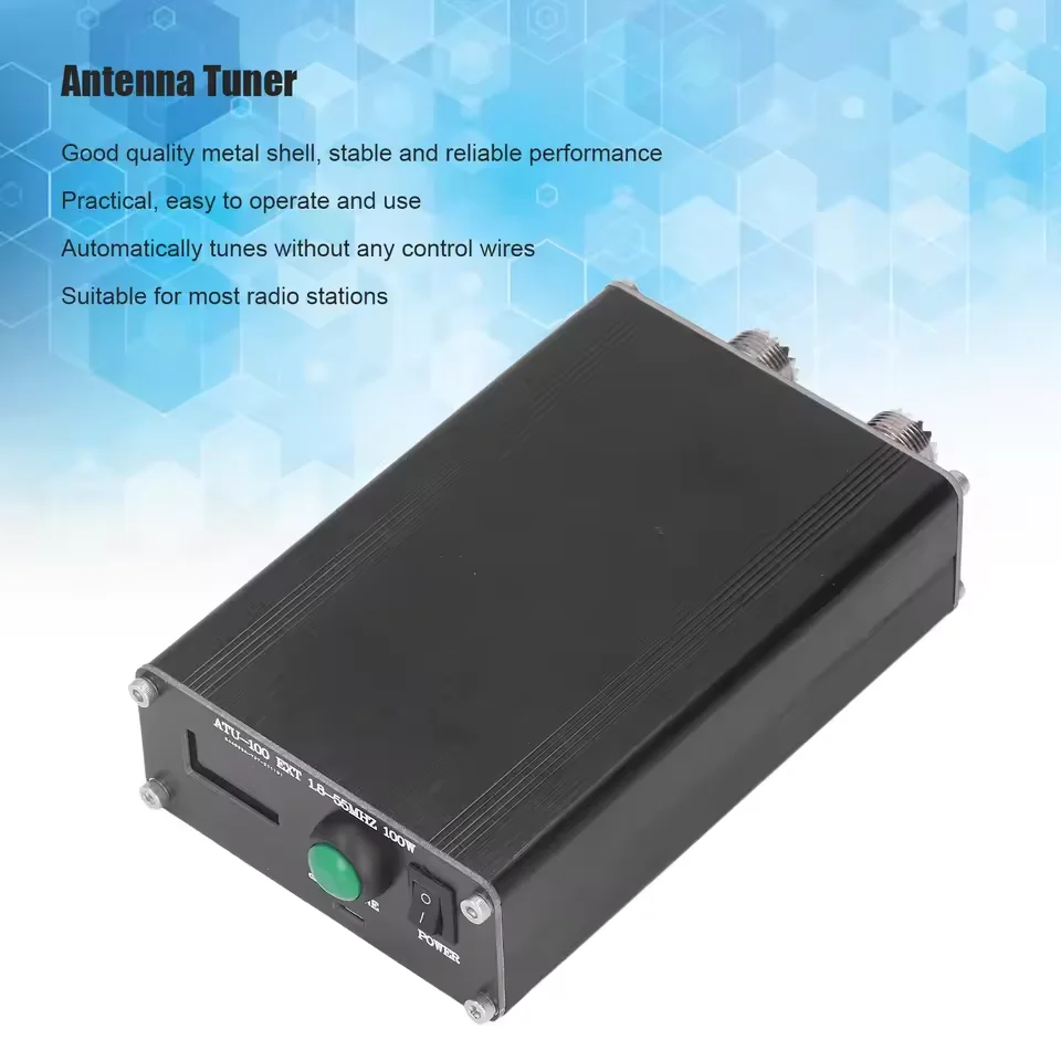 

ATU-100 PRO 100W 1.8-50MHz Automatic Antenna Tuner 0.96-Inch OLED Display Radio Assembled with Metal Shell Rechargeable Battery