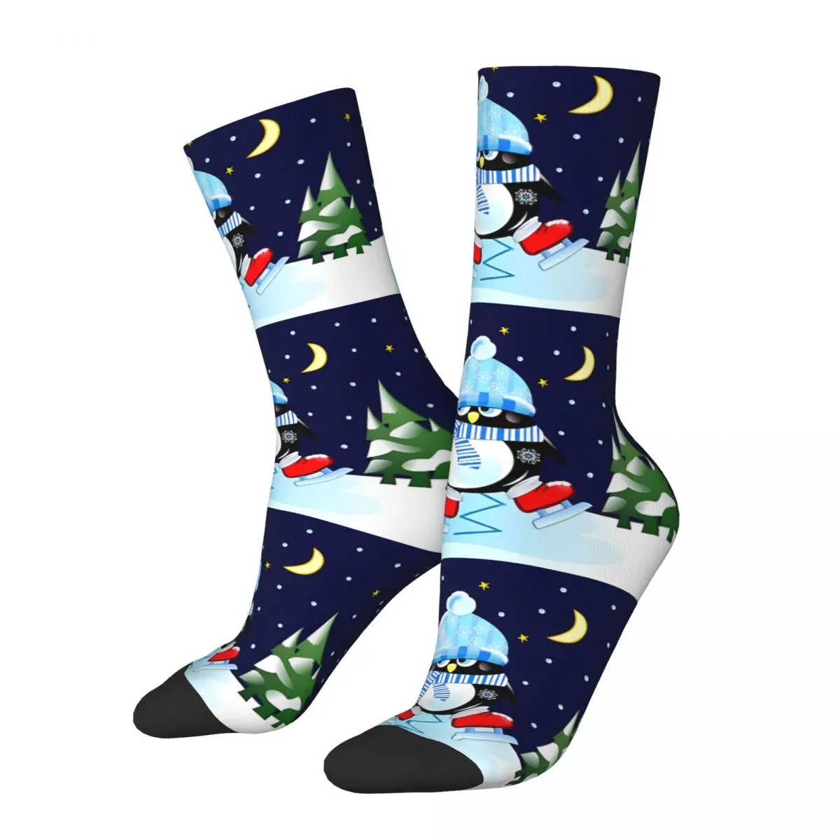 Calcetines de pingüino de patinaje para hombre y mujer, medias a prueba de viento, regalo de primavera, verano, otoño e invierno, novedad