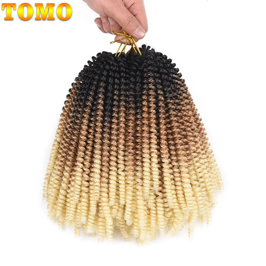 TOMO Spring Twist Crochet Hair 30 Strands Synthetic 8Inch Pre Looped Bomb Twist Crochet Braids for Black Women Blonde Brown Red