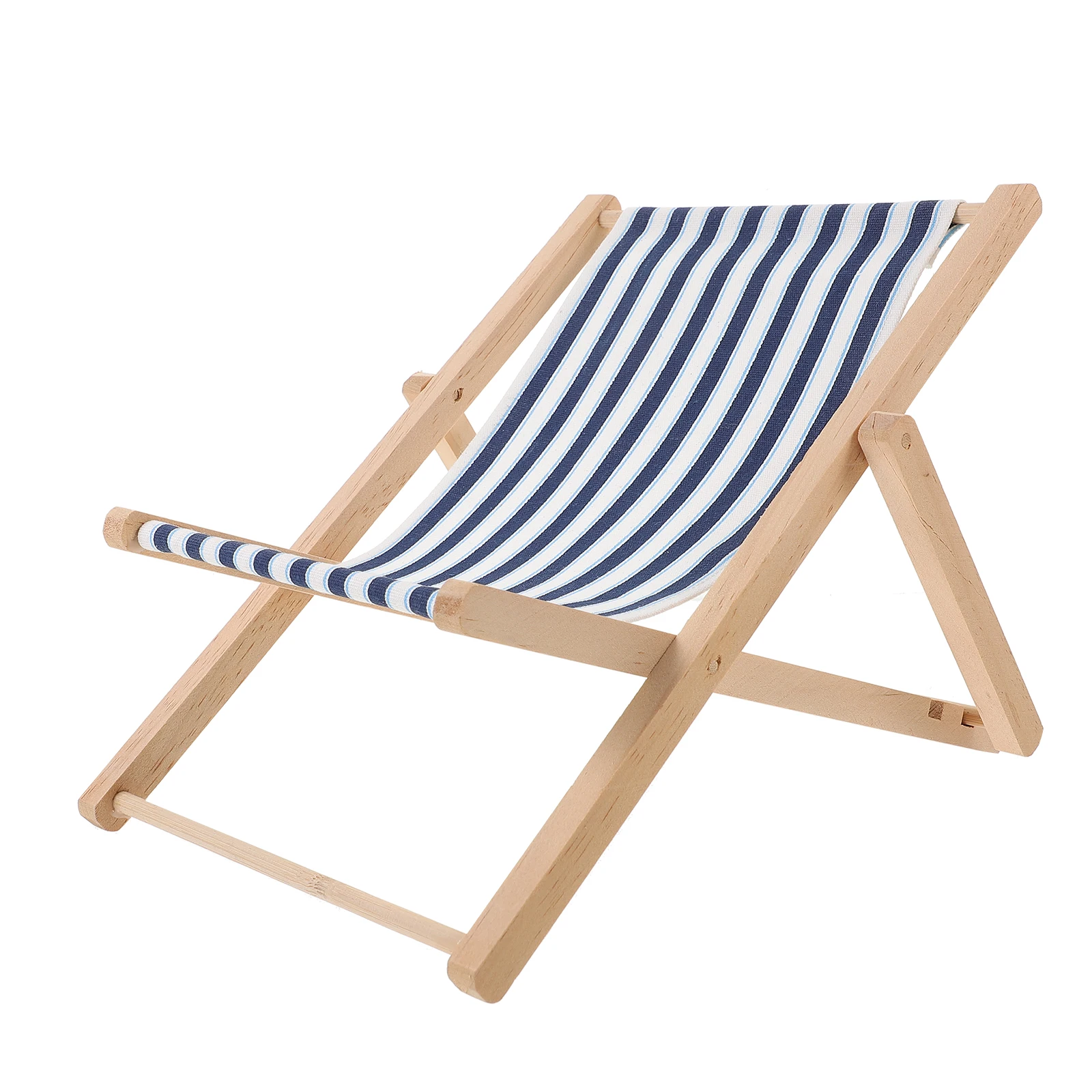 Large Beach Chair Wooden Mediterranean Style Thick Striped Home Decor Desktop Ornament Coastal Nautical Theme Living Room Office