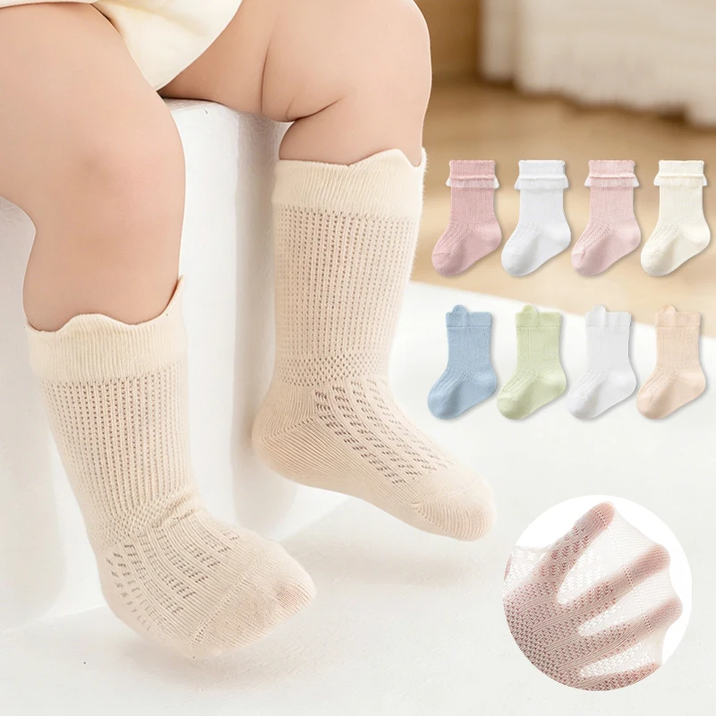 

Breathable Mesh Baby Socks Summer Thin Soft Cotton Toddler Mid-calf Socks Newborn Infant Crew Socks For Girls Boys 0-3Y