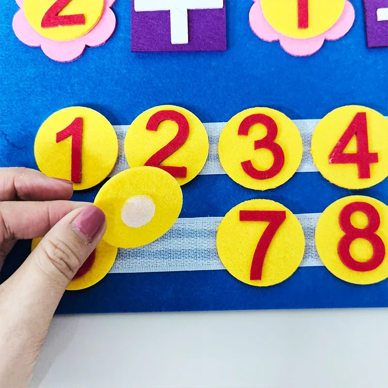Placa de atividades de feltro montessori para crianças de 2 a 5 anos, brinquedos sensoriais de matemática educacional precoce, presente de aprendizagem de viagem para crianças pequenas