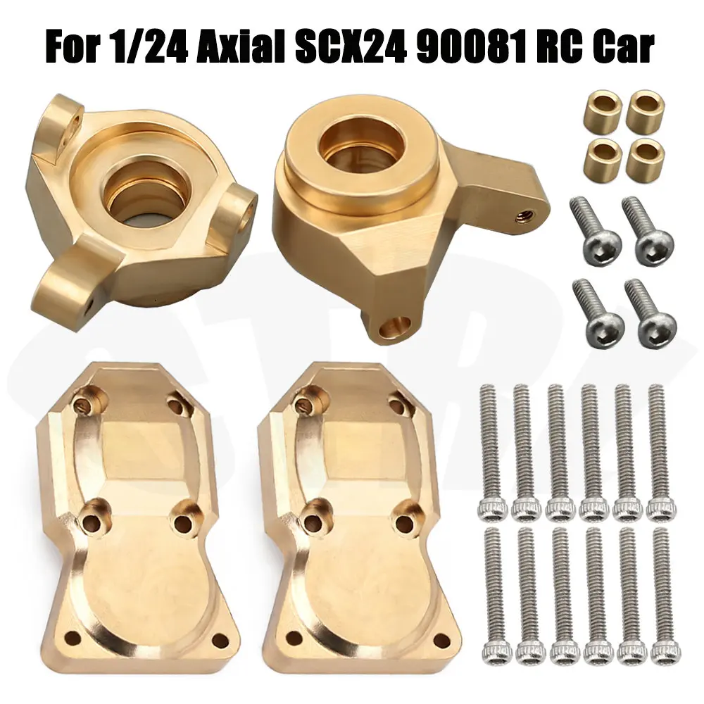 Brass Steering Cup Counterweight Steering Knuckle Set for 1/24 Axial SCX24 90081 Axle Counterweight Upgrade Parts