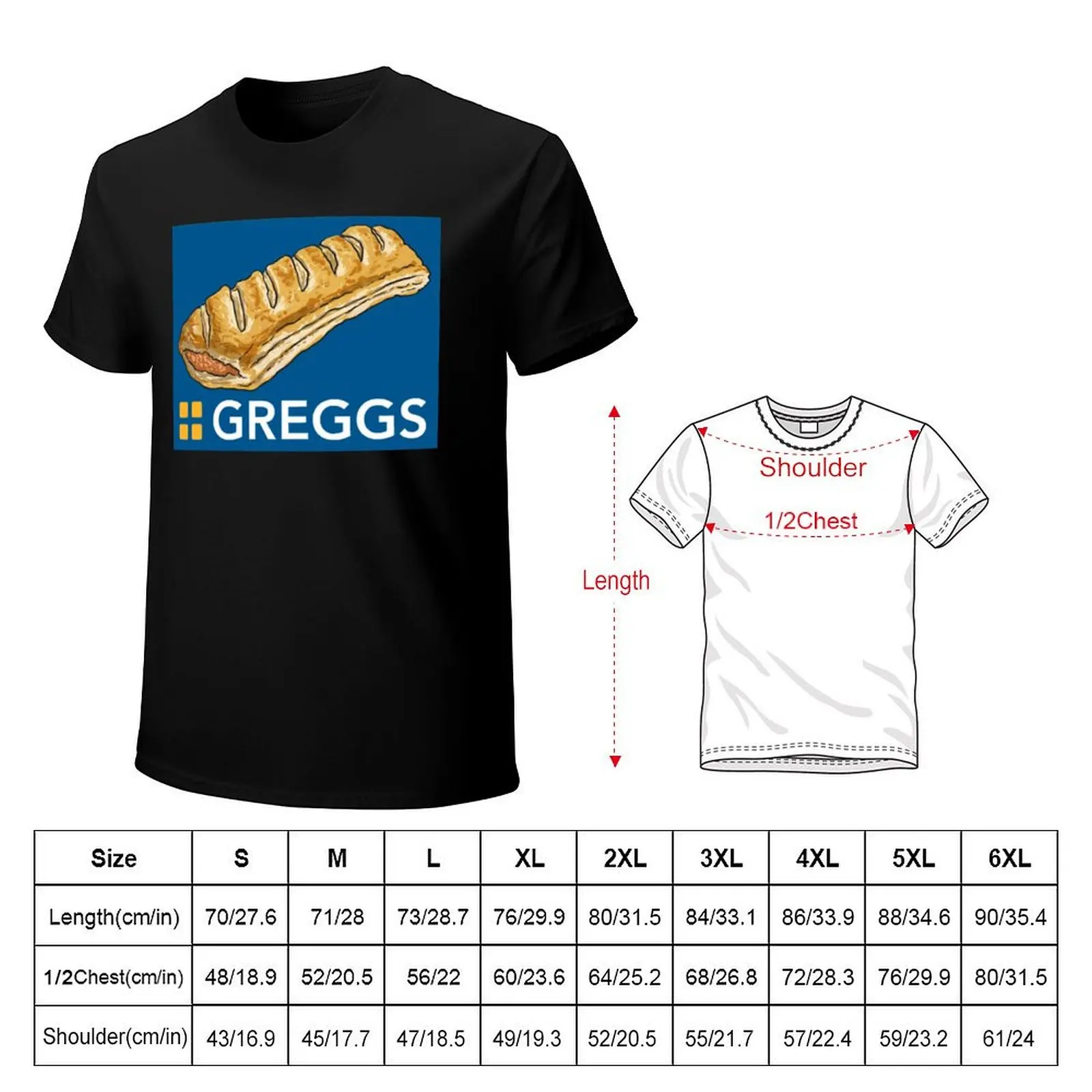 GREGGS logo with Sausage Roll T-Shirt vintage clothes cotton graphic tees t shirts for men pack image 2