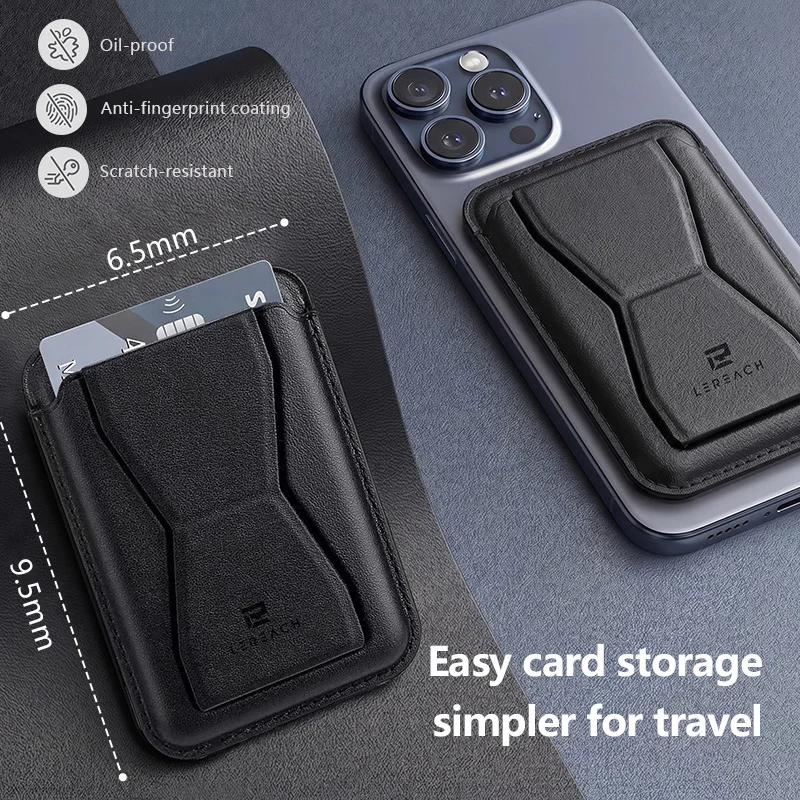 For iPhone Samsung Galaxy Series For Magsafe Magnetic Leather Wallet Holder LeReach Case Card Holder Phone Bag Cover Accessories