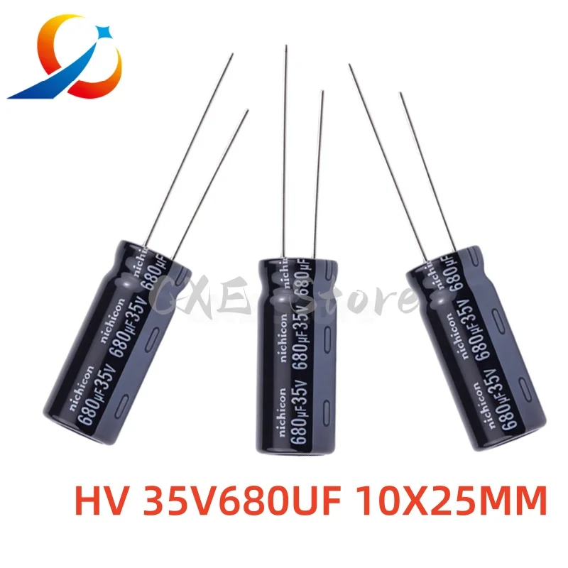 Nichicon HV 35V680UF Volume 10X25MM UHV1V681MPD  Electrolytic Capacitors 680UF 35V NEW