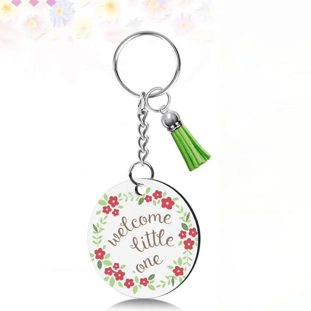 

Heat Transfer Key Chain Sublimation Blank Keychains Circle Decor Double Sided Wooden Key Ring DIY Art Supplies Premium Material