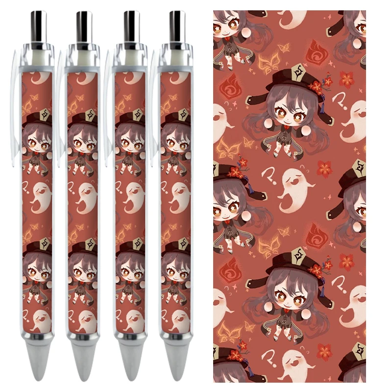 2/4PCS Genshin Impact Hu Tao Gel Pens Anime Game Stationery HD Kawaii Pattern Limited Edition Caneta Writing School Supplies