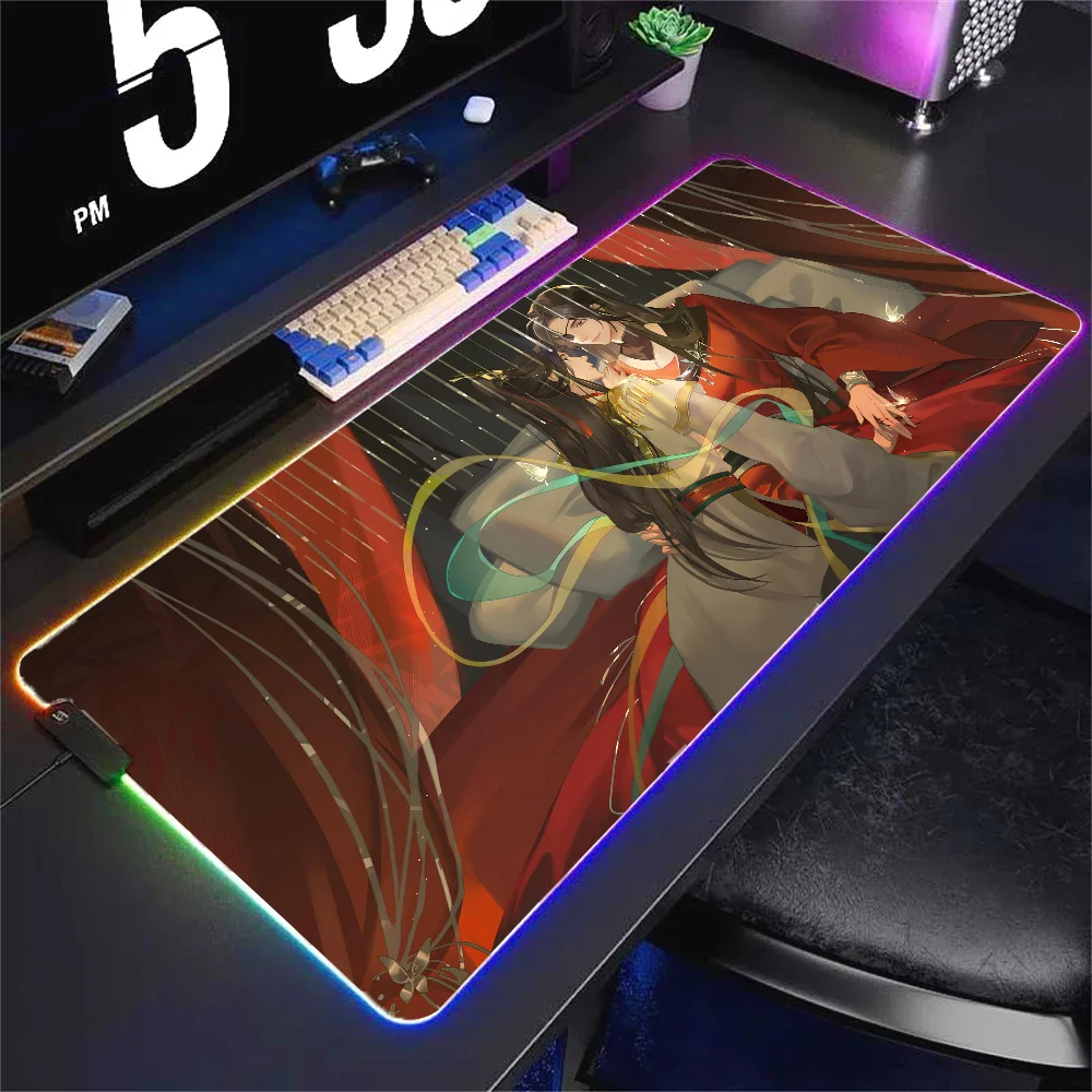 anime Tian Guan Ci Fu  Mousepad XXL RGB Gaming Mouse Pads HD Black Gamer Accessories Large LED