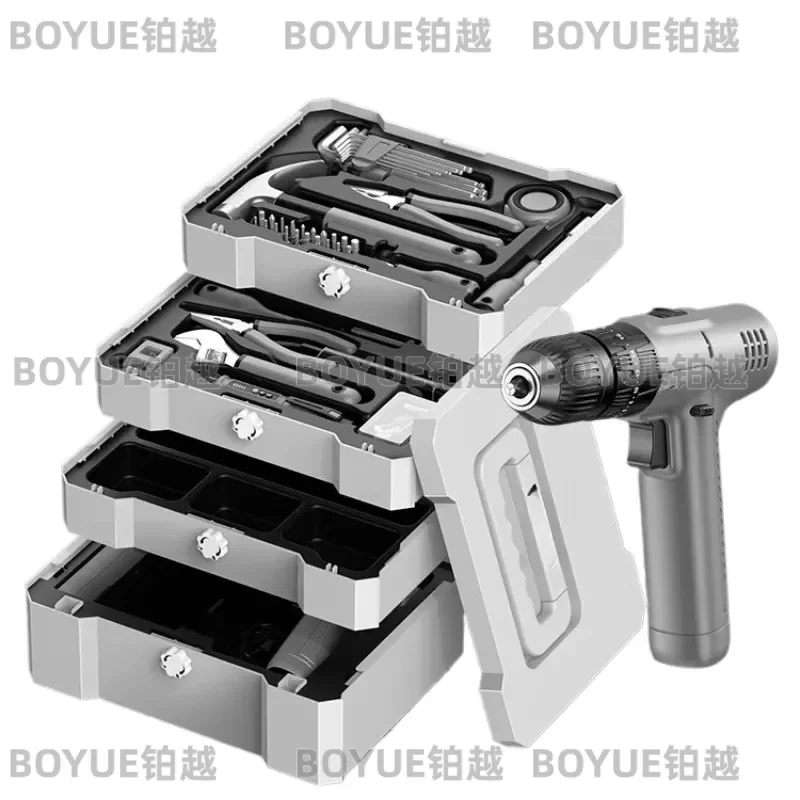 Multifunctional 5 in 1 Tool Set Electrician Repair Kit for Car Home Emergency Maintenance Portable Hardware Organizer Box
