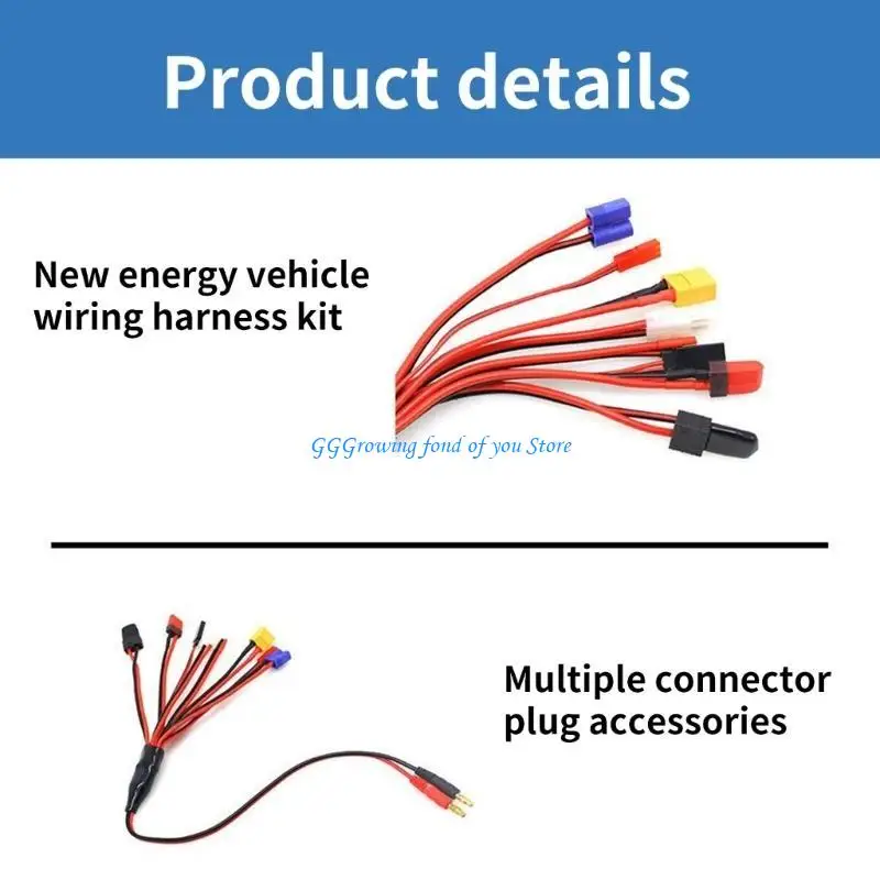 

H9EB 1 to 8 Battery Charging Cable 4mm Banana Plug Adapter 26cm