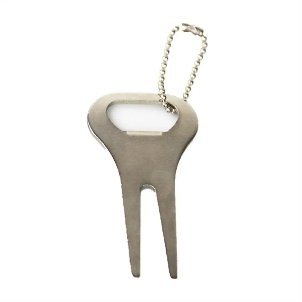 Portable Zinc Alloy Divot Repair Tool with Bead Chains clean groove Golf Pitchfork lightweight Metal Golf Green Fork Golfer Gift