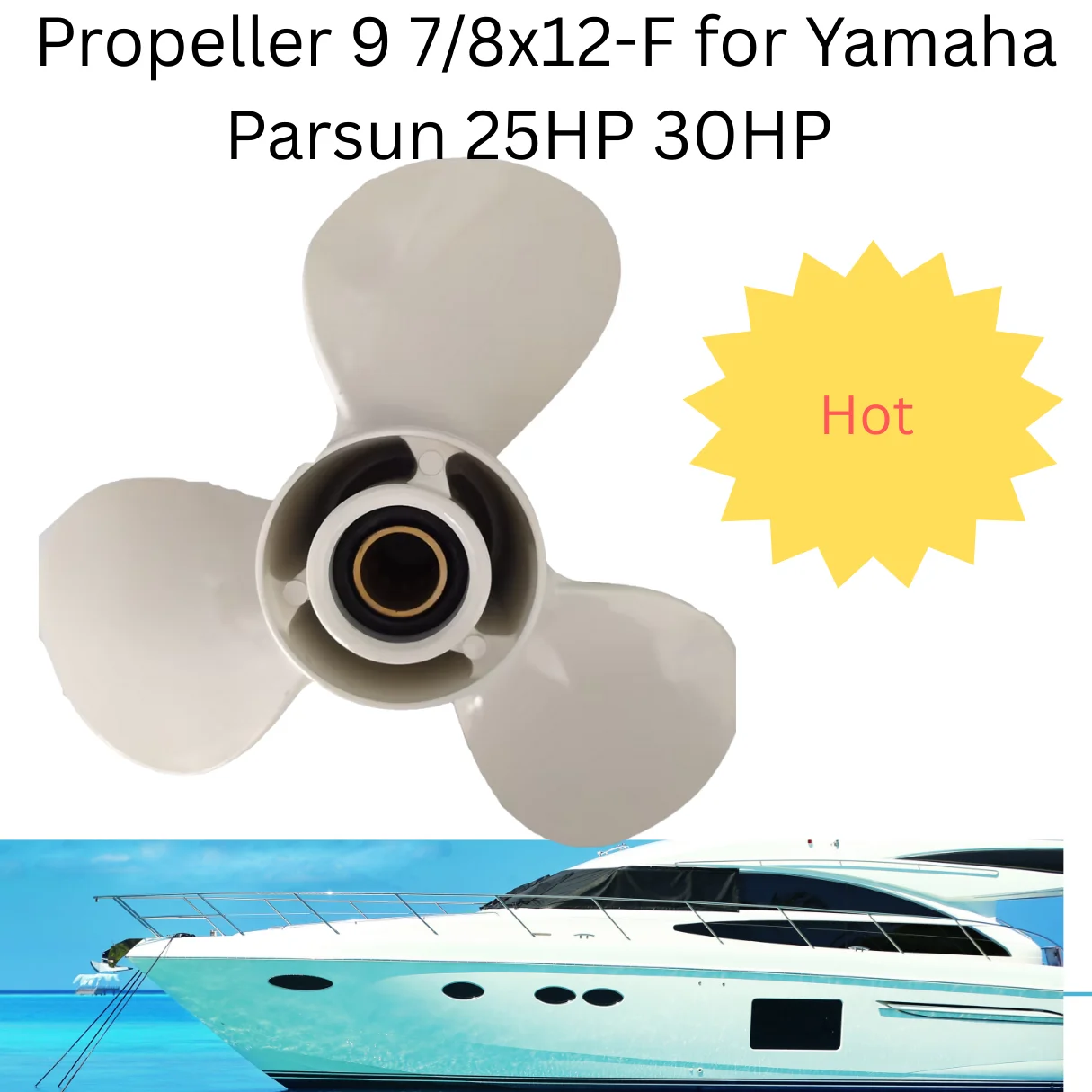 

Aluminum Outboard Propeller 9 7/8x12-F for Yamaha Parsun 25HP 30HP Boats New Replacement Boat Motor Engine Compatible