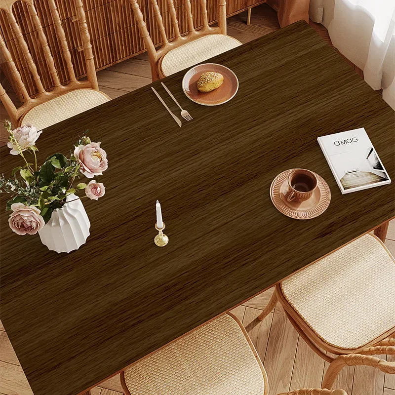 Imitation wood grain table mat, must-have waterproof, oil-proof, wash-free and impermeable solid leather table mat for dining