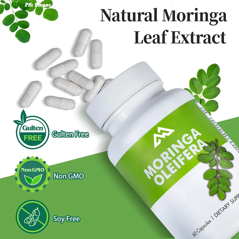 Moringa powder capsules, natural green antioxidant food supplements, enhance immunity energy, organic healthy living nutrients