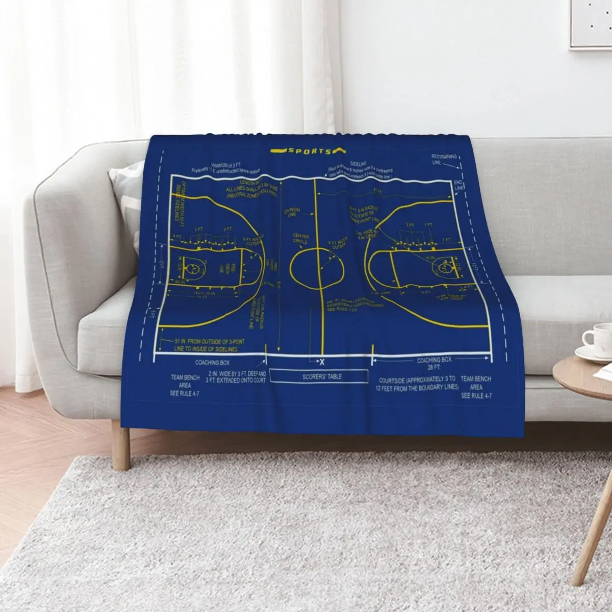 College Basketball Court Diagram Schematic for Basketball Lovers Throw Blanket manga Designers Polar Blankets