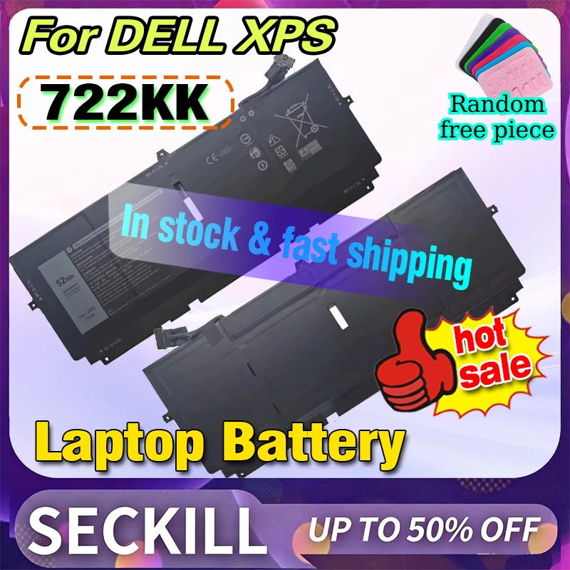 

7.6V 52Wh 722KK Laptop Battery Fast Shipping for DELL XPS 13 9300 9310 9380 Series P117G P117G001 P117G002 2XXFW FP86V WN0N0