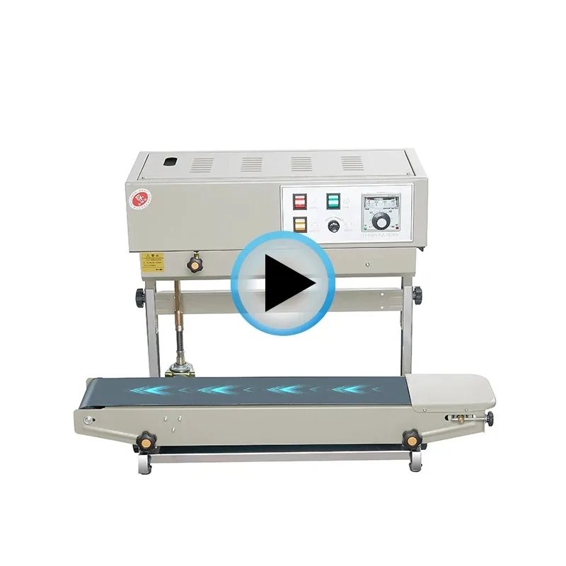 

DBF900 FR900 Vertical Band Sealer Commercial Plastic Film Sealer for Beverages Apparels New & Used Carton Packaging