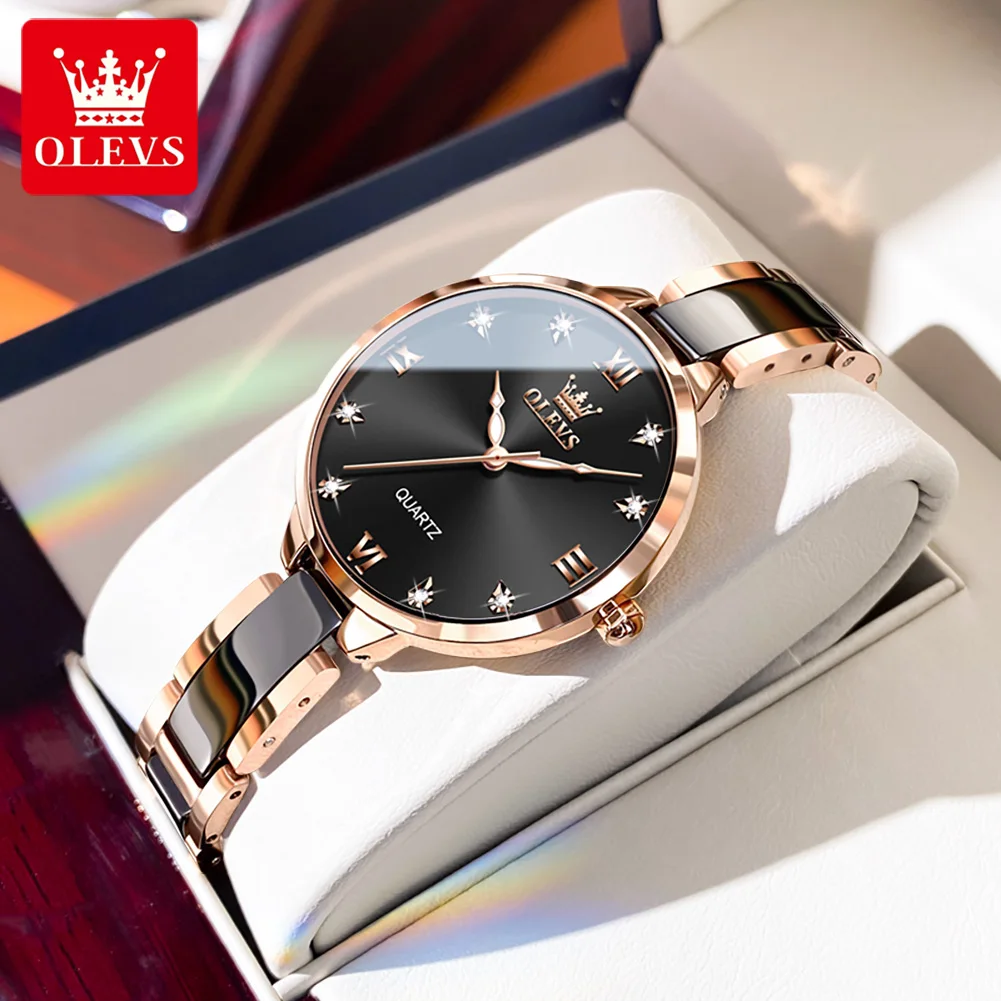 OLEVS Brand Watch Ceramic Student Quartz Minimalist Ins Style Women's Watch 5872