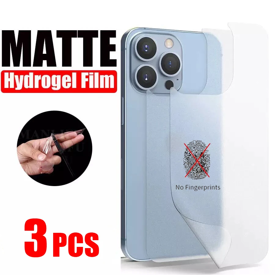 3PCS Matte Hydrogel Film For iPhone 16 15 14 13 12 11 Pro Max Mini Screen Protector on iPhone 7 8 Plus XR X XS Max SE Back Film