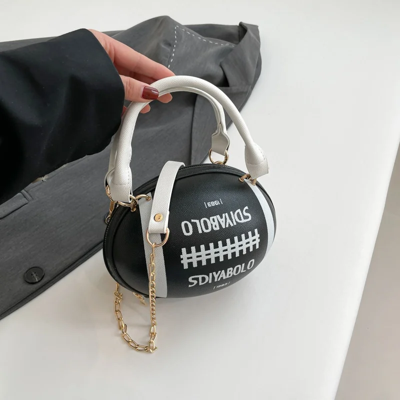Women's Fashion American Football Style Crossbody Bag Rugby Style Shoulder Purse Designer Ball Novelty Handbag for Girls