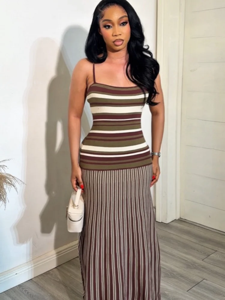 Wmstar Dresses for Women Wholesale Summer Halter Backless and Striped Design Fresh and Breezy Summer Resort Dress Drop Shopping