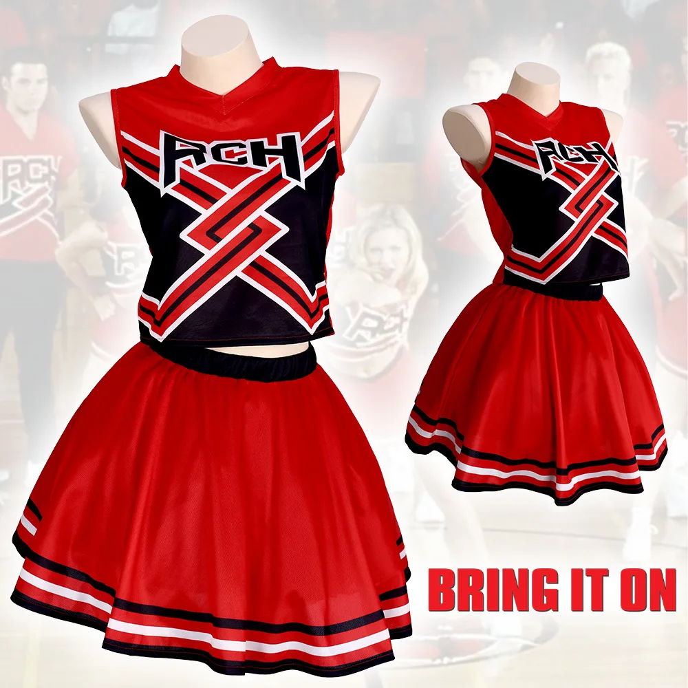 

Takerlama RCH Printed Cheerleader Uniform Bring It on Cosplay Women's Fancy Dress Tank Top Mini Skirt Halloween Costume Clothes