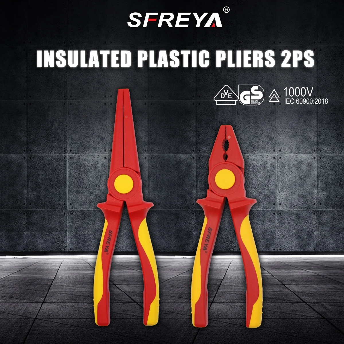 SFREYA F8027A Professional Electrician Tools ,VDE 1000V,Insulated Long Nose,Wire Cutters Pliers Full Plastic High Voltage