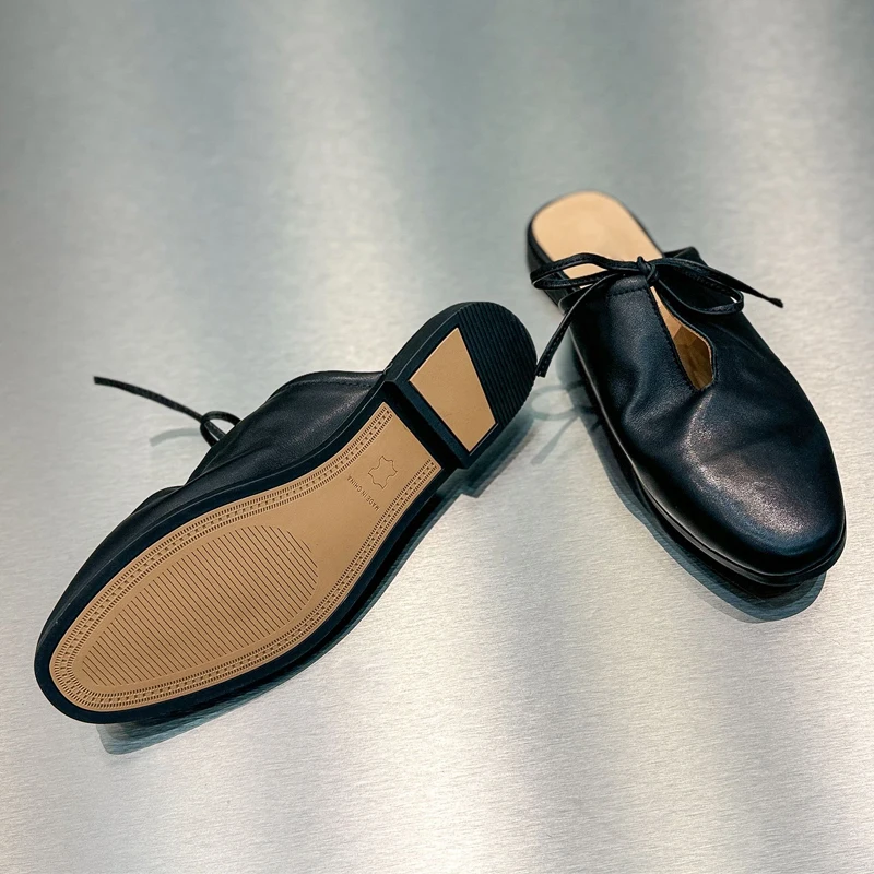 BOLOLIA High Quality Flat Mules Outdoor Casual Genuine Leather Slides Solid Color Fashion Slip On Ladies Slippers