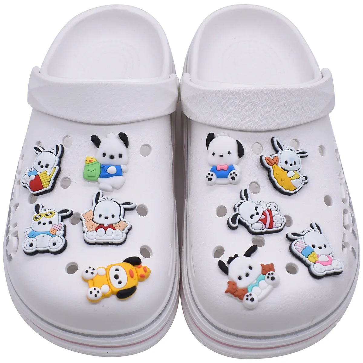 

1-12pcs Cute puppy Cartoon Shoes Charms Accessories Fit Clog Backapck Wristbands Shoe Decorate Buckle Kids Gift