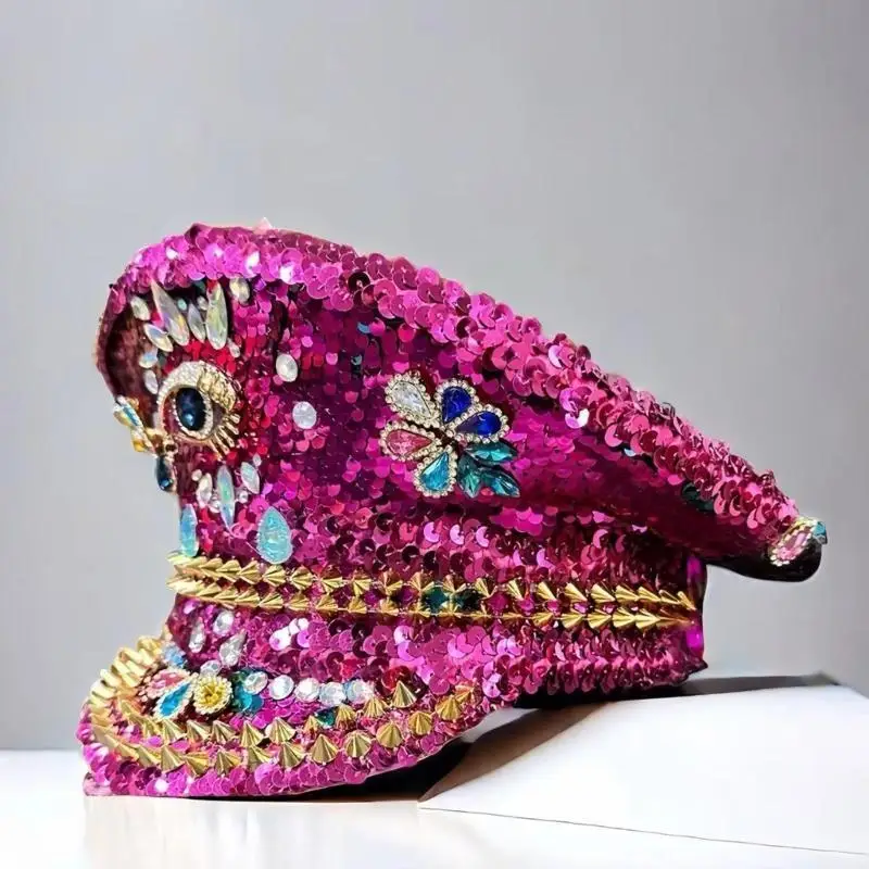 39BB Mũ Thuyền Trưởng Đính Ngọc Pha Lê Nặng Mũ Thủy Thủ Món Quà Bất Ngờ Cho Bé Gái Bé Trai Mũ Cô Dâu Cho Lễ Hội Âm Nhạc