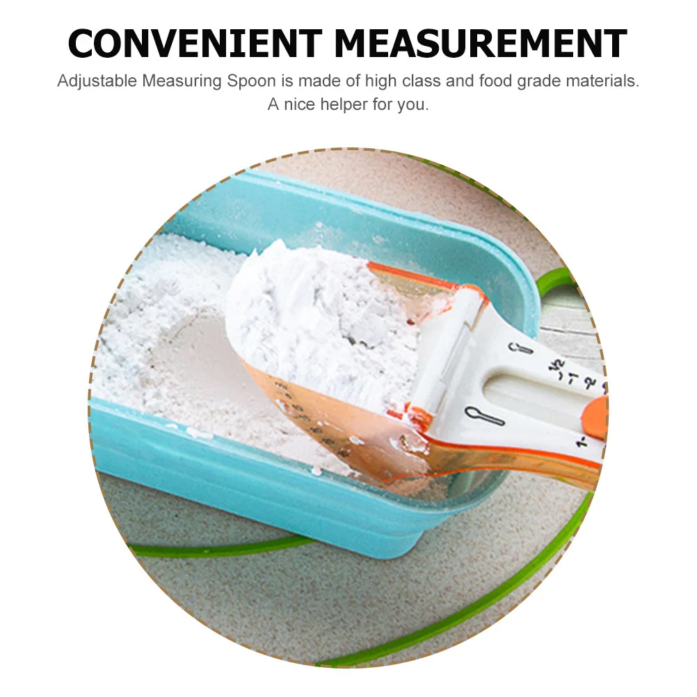 

Adjustable Measuring Spoon Baking Kitchen Tool with Scale Multi-Functional for Flour Sugar Coffee Powder Liquid Accurate