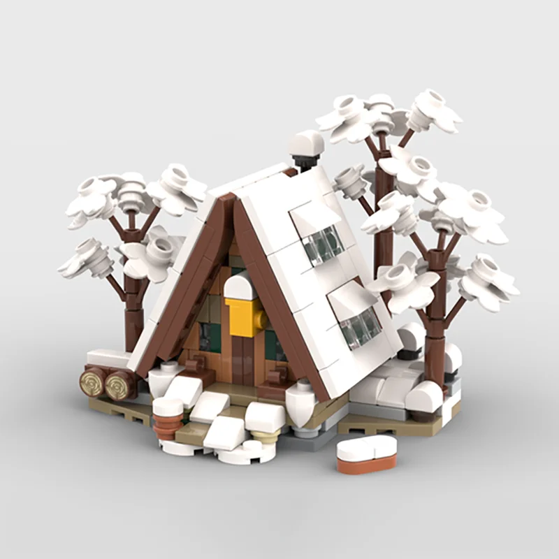 Bloques de construcción MOC, Mini casa de invierno, modelo de tecnología, ladrillos, estilo Street View, colección de juguetes creativos ensamblados DIY, regalo de Navidad