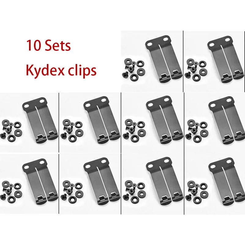 10 Sets Stainless Steel Knife Scabbard K Sheath KYDEX Belt Clips Holster Cowhide Cover Waist Pocket Clamp DIY Making Accessories