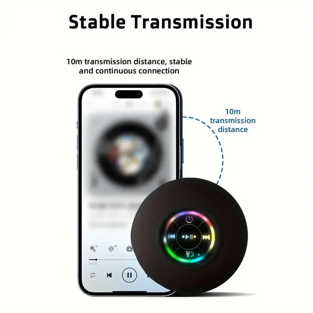 Mini Stereo Sound Speaker LED IPX4 Waterproof Loudspeaker Portable Wireless Bluetooth Speaker Outdoor Bathroom Large Suction Cup