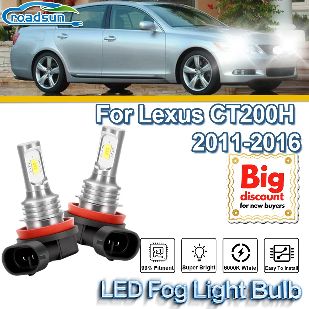 

ROADSUN For Lexus CT200H 2011 2012 2013 2014 2015 2016 Upgrade Canbus LED Fog Light Bulbs Super Bright 150W Fog Lamp Ampoules