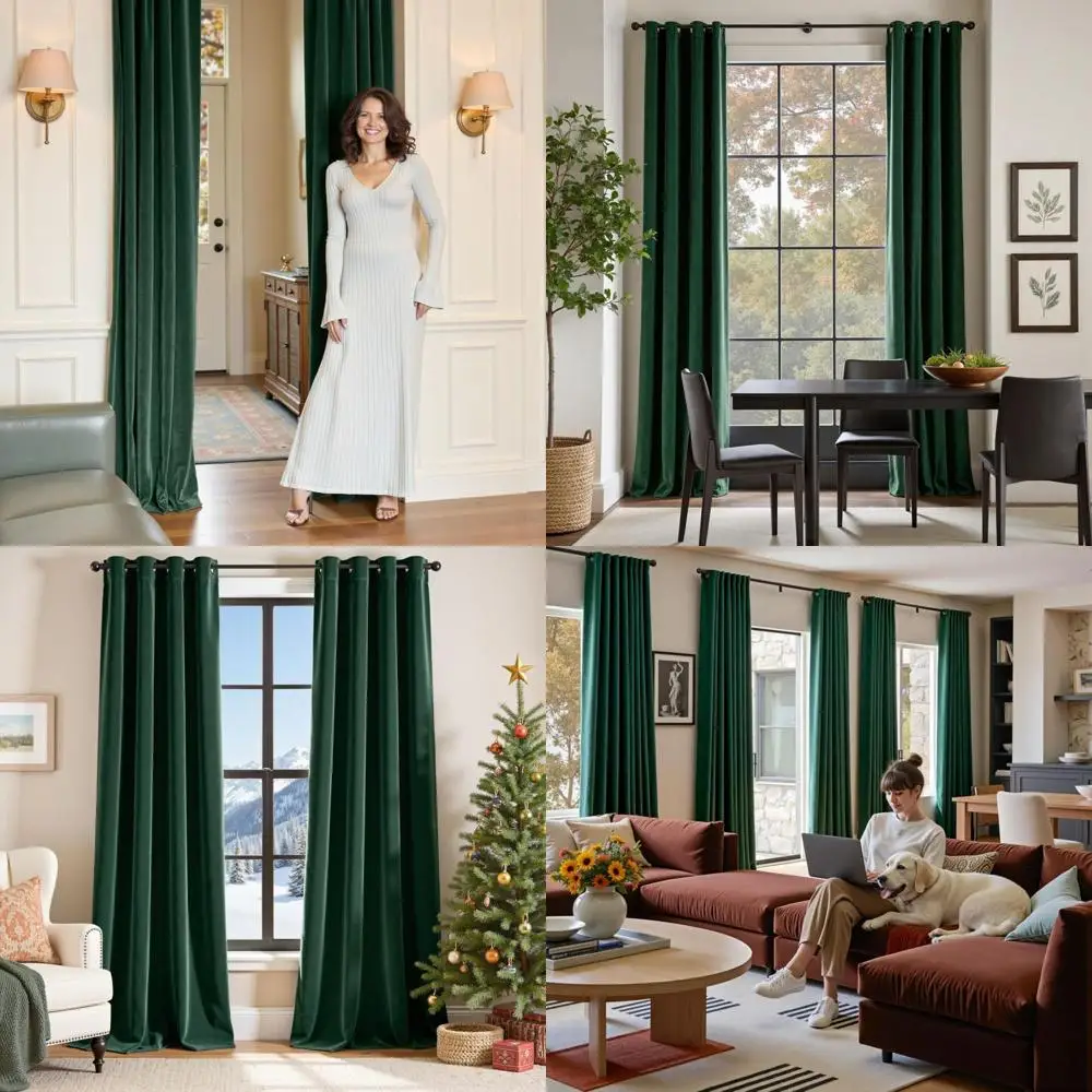 

Изумрудно-зеленые бархатные изолированные шторы длиной 108, набор из 2 панелей для спальни/гостиной