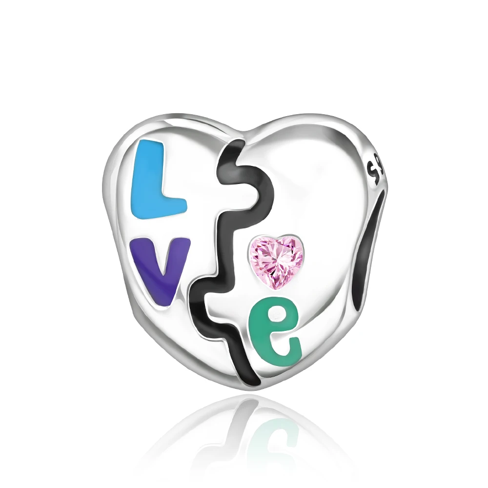 

Ahthen 925 Sterling Silver Hot Sale Beads Love Dangle Charm fit Snake Chain Bracelets Necklaces for Women Jewelry Making