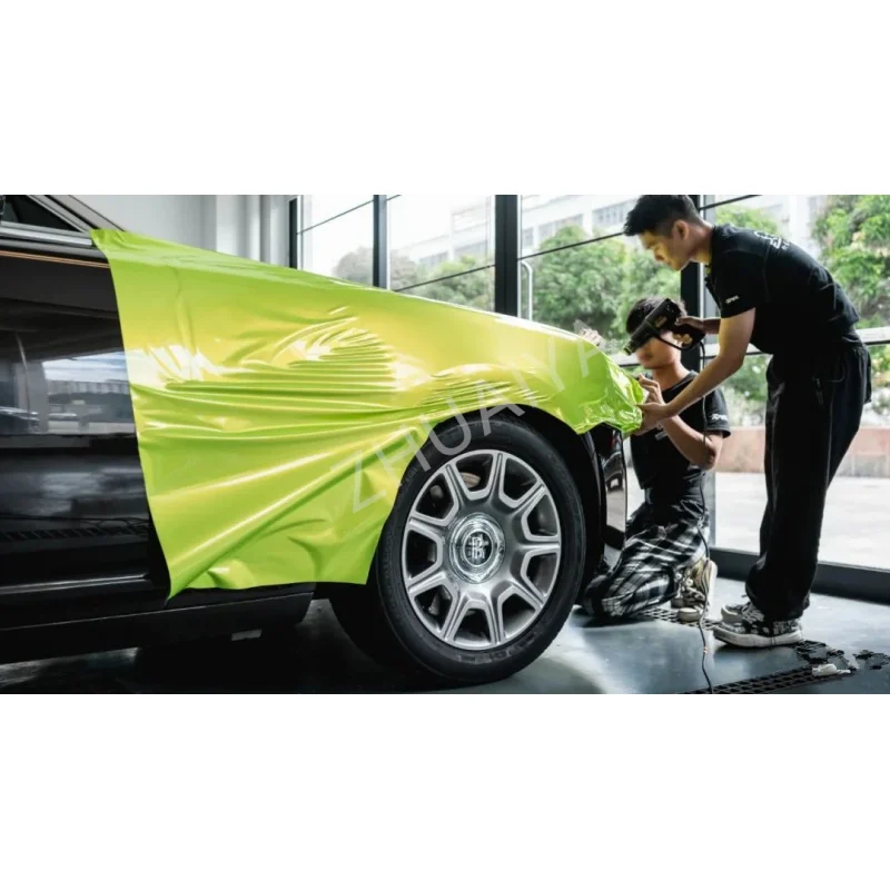 Gloss Chameleon Fluorescent Yellow White Vinyl Wrap film wrapping film bright 152*18m quality Warranty covering film voiture