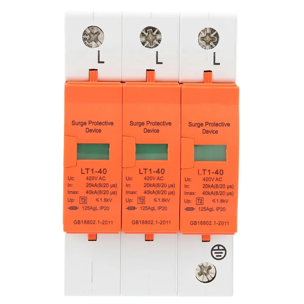 

Overvoltage Protection 3P Home Protector Protective Device 20kA-40kA 420V AC Low Voltage Arrester DIN Rail Protector House
