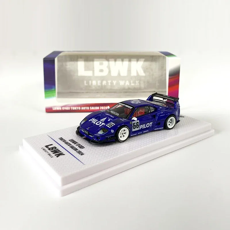 インノ-メタルスポーツカーモデルf40lbwk,ブルーコーティング,1:64モデル,2024