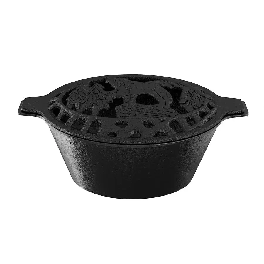 

Woodstove Steamer Stove Humidifier Cast Iron Lattice Top Rust Resistant 2.3 Quart Capacity wolf