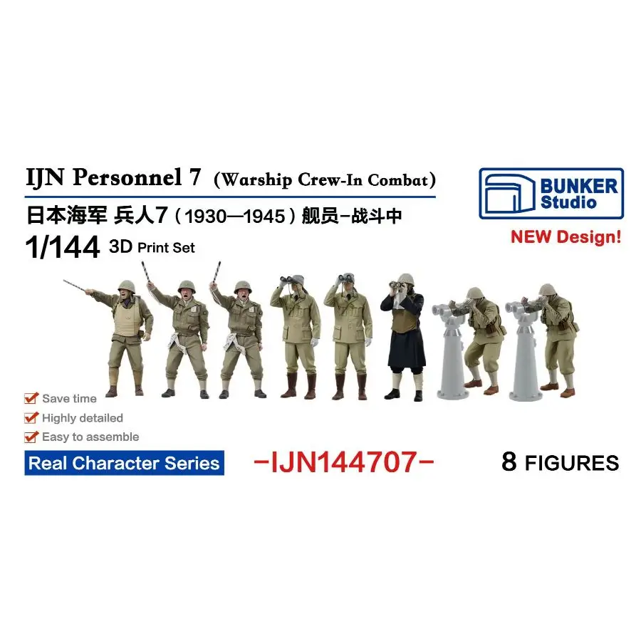 BUNKER IJN144707 1/144 IJN Personnel 7 (Warship Crew-In Combat)3D-print kit 8PCS
