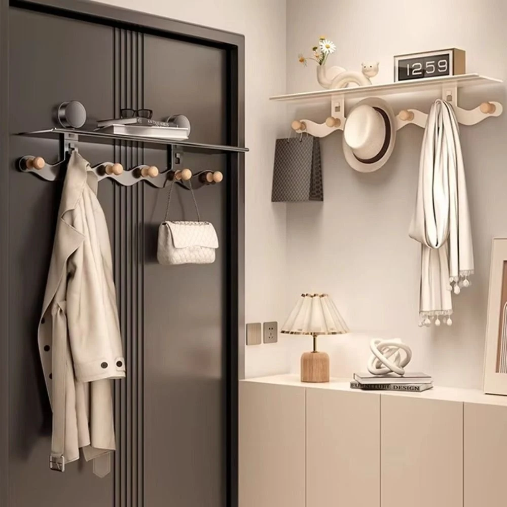 

No-Punch Suction Cup Door Hooks with 5/6 Hooks Wall Mounted Shower Hangers Strong Load-bearing Multifunctional Wall Storage Rack