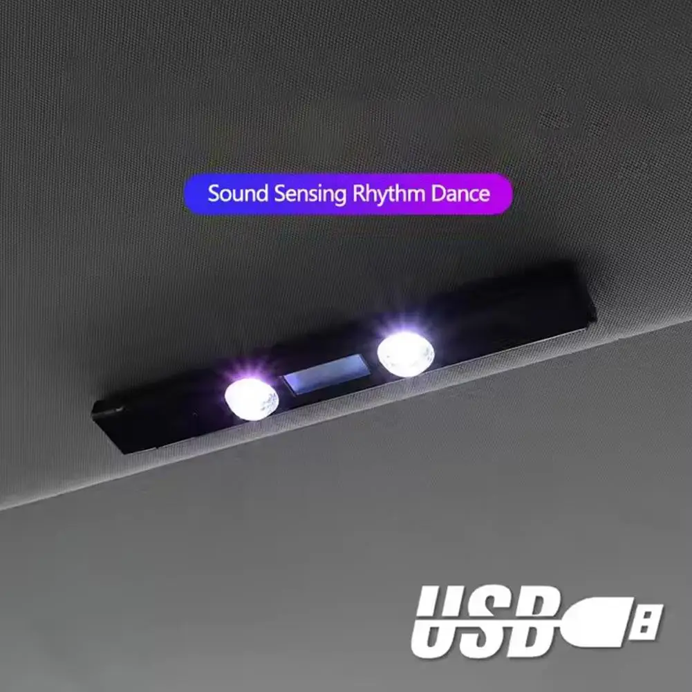 LED سيارة جو مصباح لاسلكي التحكم الصوتي RGB سقف ستار ضوء USB شحن السيارات الداخلية ديكور أضواء الحفلات المحيطة #4