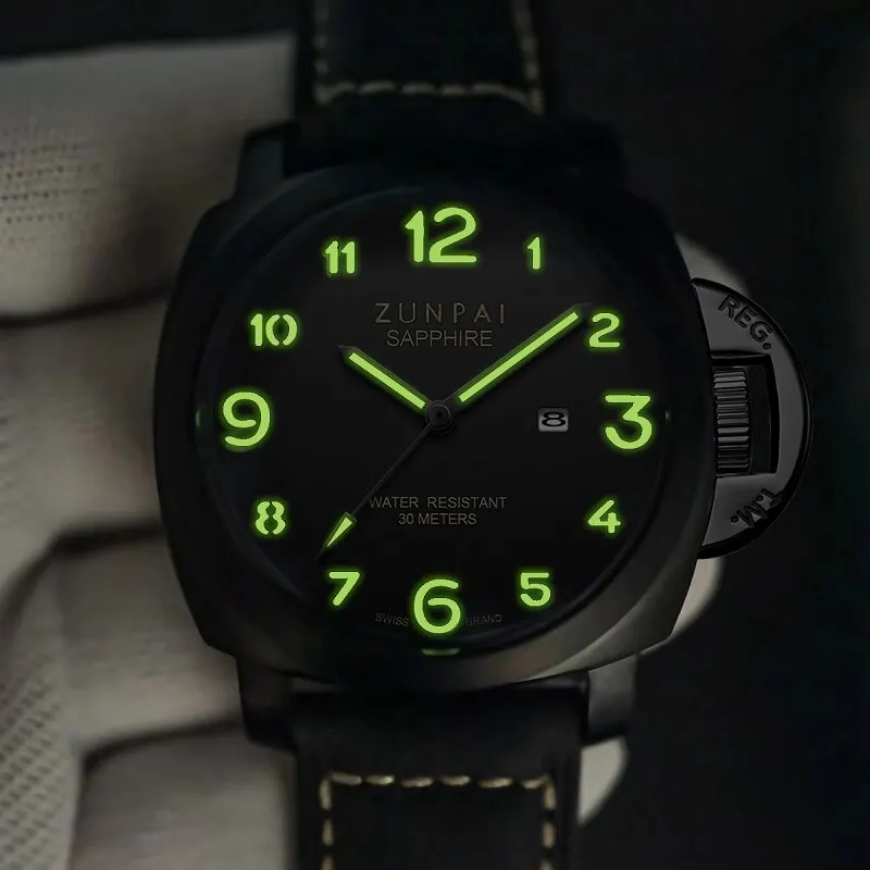 Luxury Brand Men Military Luminous Watches Mens Fashion Casual Leather Quartz Watch Male Sports Waterproof Calendar Wristwatch