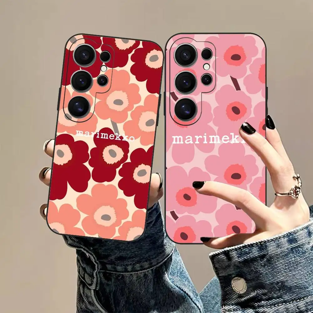 Marimekko-U-Unikko Flowers Phone Case For Samsung S 24 Fe 25 Ultra Plus 20 Lite 21 30 22 23 24 22 Ultra 5G Fundas