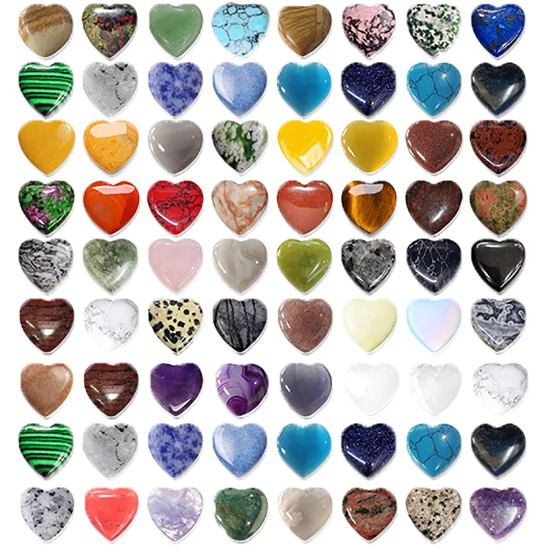 10PCS Natural Quartz Love Heart Gemstone Chakra Healing Crystal Agate Mineral Specimen Home Decor